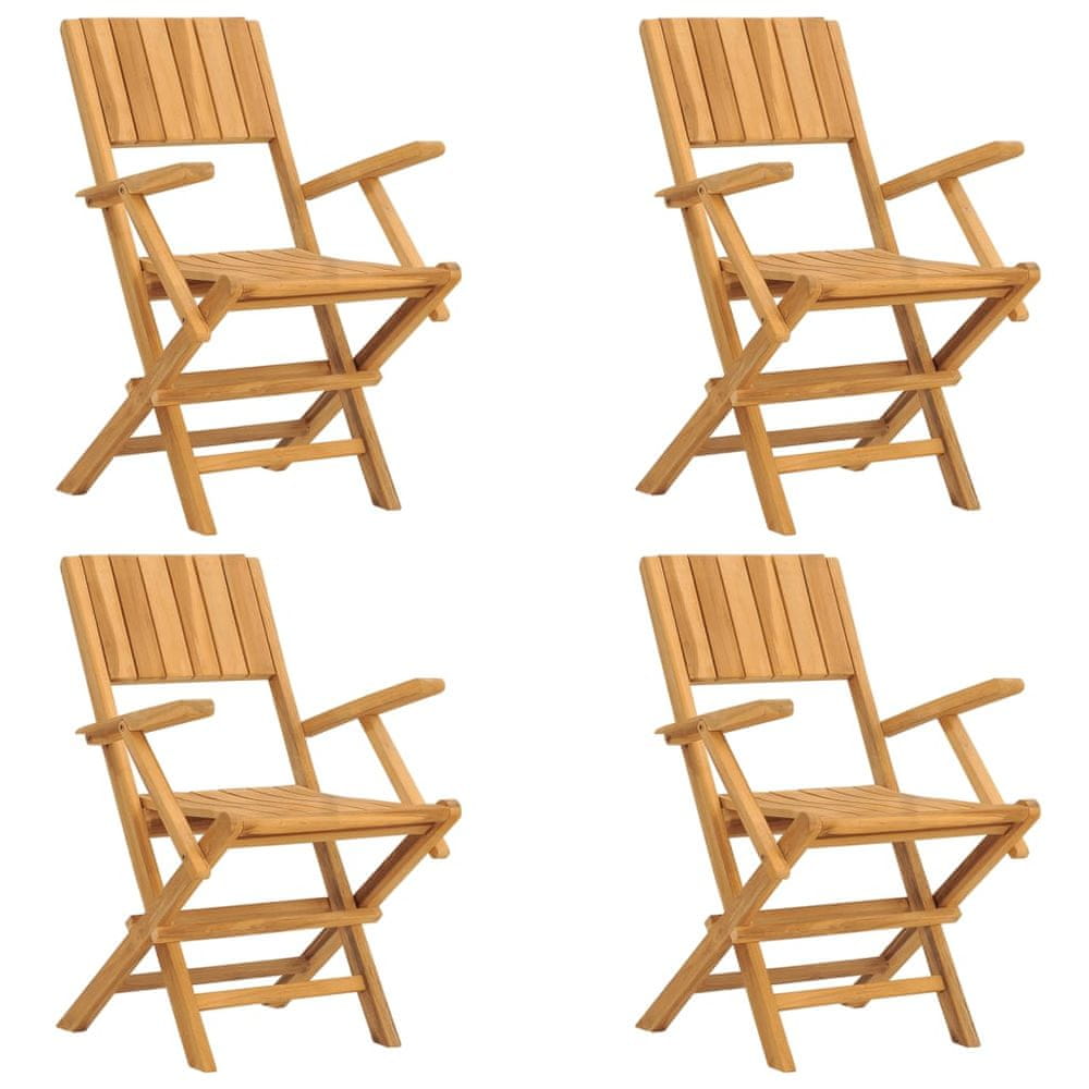 Vidaxl Skladacie záhradné stoličky 4 ks 55x61x90 cm tíkový masív